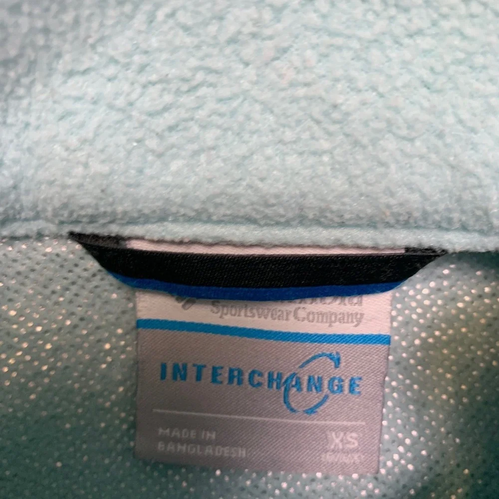Columbia Fleece Jacket Girls XS Aqua Logo Mock Neck Long Sleeve Full Zip Winter